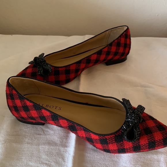 Talbots Red and Black Plaid Cloth Ballet Flats - size 7.5 - Picture 6 of 9